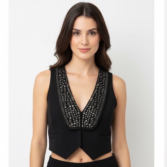 Max & Co. Jackets & Blazers - Max & Co Black metals stone vest